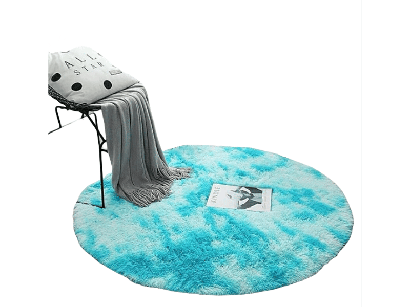 Tapis rond en peluche teinté (bleu, 2xl) - 1