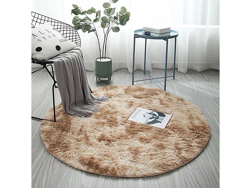 Tapis rond en peluche teinté (bleu, 2xl) - 2