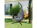 Fauteuil suspendu pliable - fauteuil de jardin suspendu avec coussin - acier noir cordage pp gris - 1