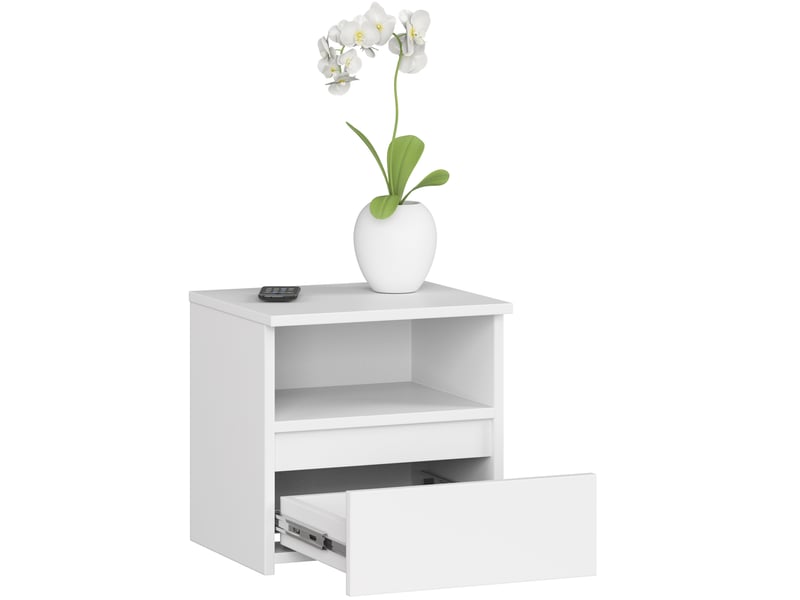 Table de chevet akord cl1 blanche 40 cm 1 tiroir façade blanche 1 étagère 40x35x40 cm - 1