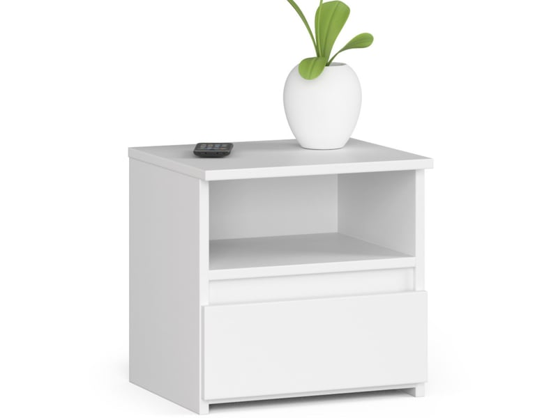 Table de chevet akord cl1 blanche 40 cm 1 tiroir façade blanche 1 étagère 40x35x40 cm - 2