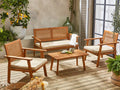 Salon de jardin. Bohémia. Cannage rond. Canapé 2 places. 2 fauteuils. 1 table basse 117x64x74 cm - 1