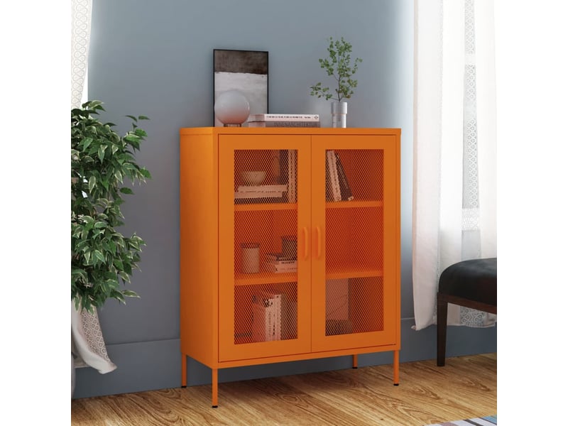 Armoire 2 porte(s) coulissante 2 tiroir(s) VIDAXL coloris orange largeur 80 cm - 1