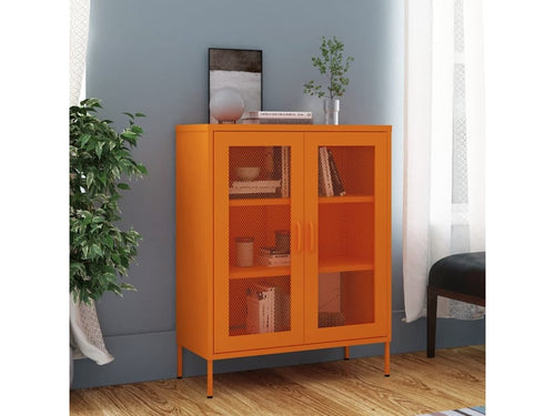 Armoire 2 porte(s) coulissante 2 tiroir(s) VIDAXL coloris orange largeur 80 cm - 1