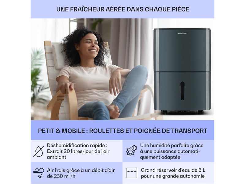Déshumidificateur d'air KLARSTEIN - surface couverte 50 m2 - 1