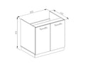 Vicco meuble bas pour lévier, blanc haute brillance, 80cm avec portes, sans pt - 1
