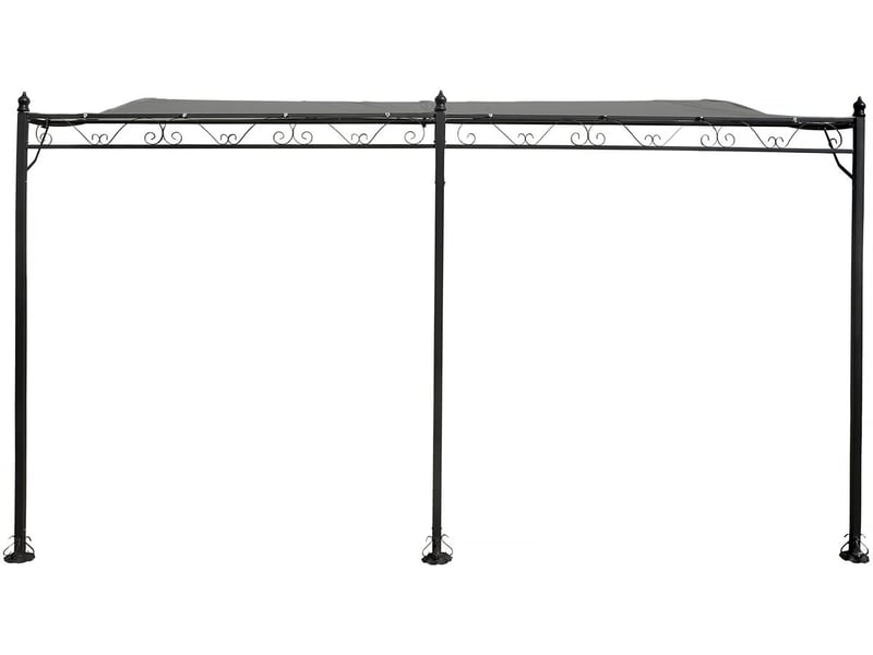 Pergola tonnelle adossée en métal - 3 x 4 m - gris - 2