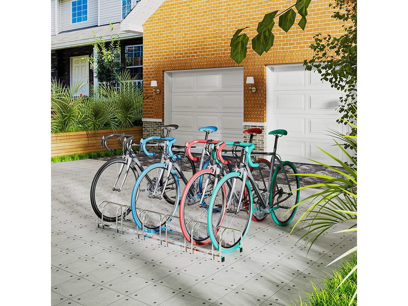 Râtelier vélo pour 6 vélos.range vélo au sol ou mural en métal à suspension.160.5x32x27cm.argenté - 1