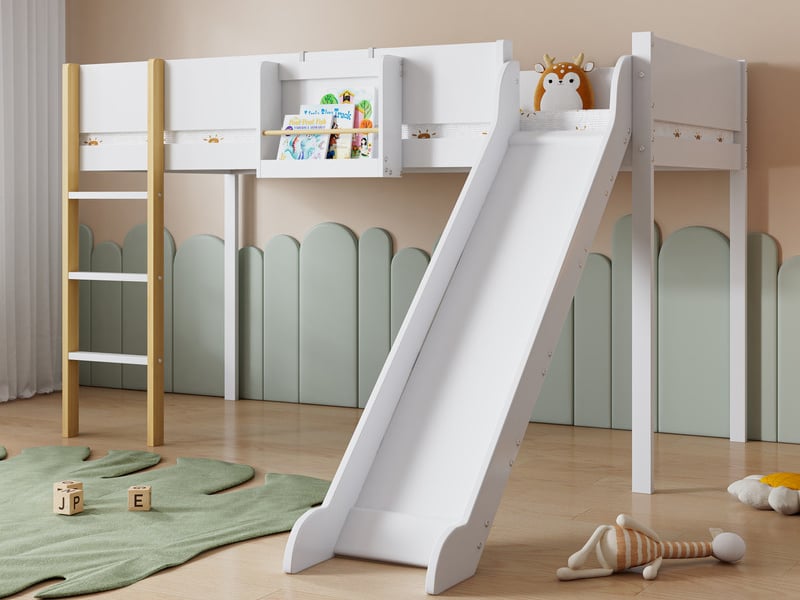 Lit mezzanine 90x200 cm coloris blanc - 1