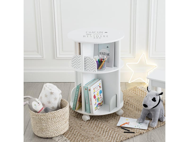 Bibliothèque enfant ronde gris h59cm - 1