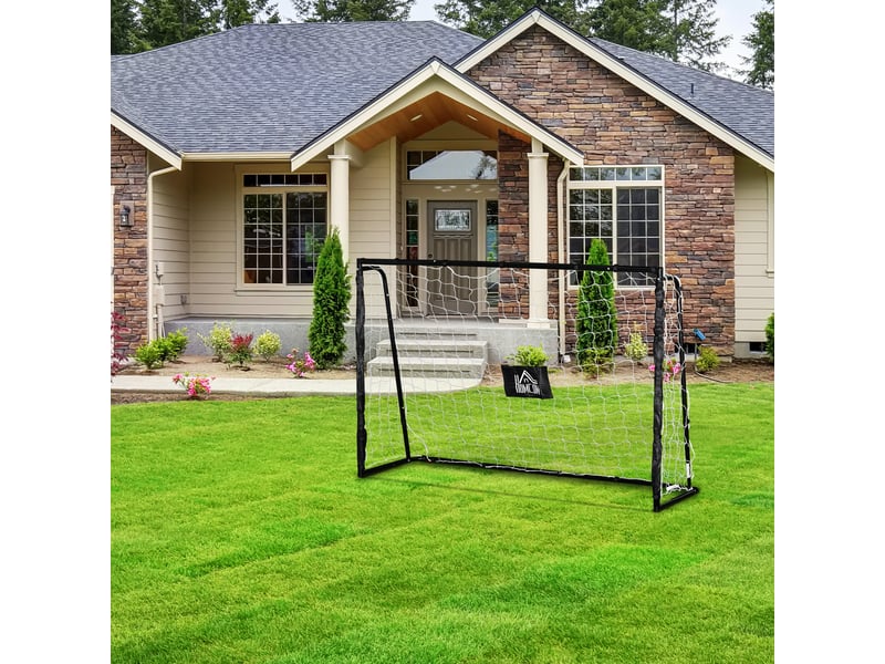 But de football - cage de foot - but futsal dim. 186l x 62l x 123h cm - châssis métal filet pe - piquets & outil inclus - noir - 1