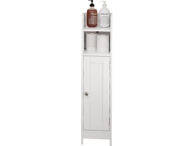 Vasagle meuble de salle de bain, armoire d'angle avec porte et étagères, organisateur de rangement, étagères réglables, blanc - 2