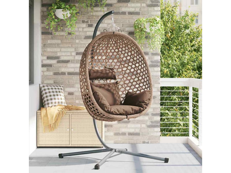 Vidaxl chaise suspendue café 104 x 100 x 191 cm polyrotin - 1