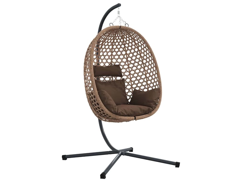 Vidaxl chaise suspendue café 104 x 100 x 191 cm polyrotin - 2