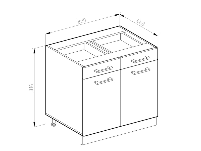 Vicco meuble cuisine, chêne de force doré, 80cm sans pt - 1