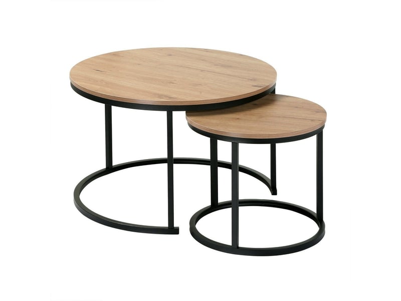 Lot de 2 tables basses gigognes rondes l70 cm - lenny - 2