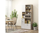 Buffet haut de cuisine - 3 portes, 2 étagères, 4 niches, tiroir, grand plateau - blanc effet bois - 1