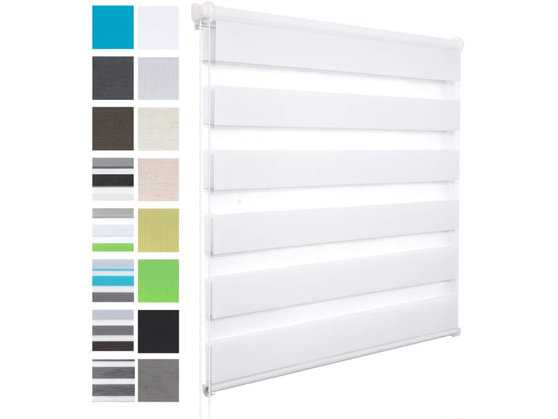 1 pièce store enrouleur double fixation rapide sans perçage.store jour et nuit.90x220cm blanc - 2