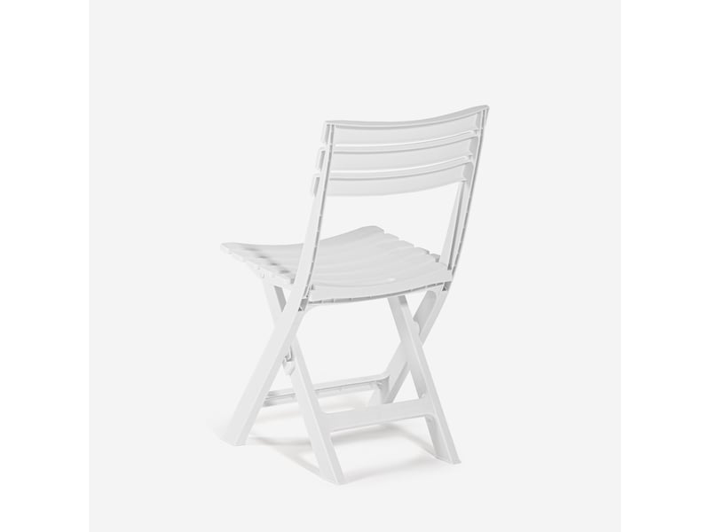 Chaise pliante gain de place en polypropylène blanc noir jardin closy - blanc - 1