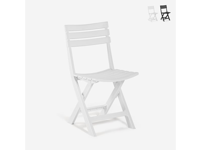 Chaise pliante gain de place en polypropylène blanc noir jardin closy - blanc - 2