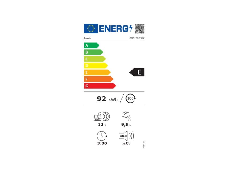 Lave vaisselle largeur 60 cm BOSCH SMS26AW01F - 12 couvert(s) 48 dB - 1