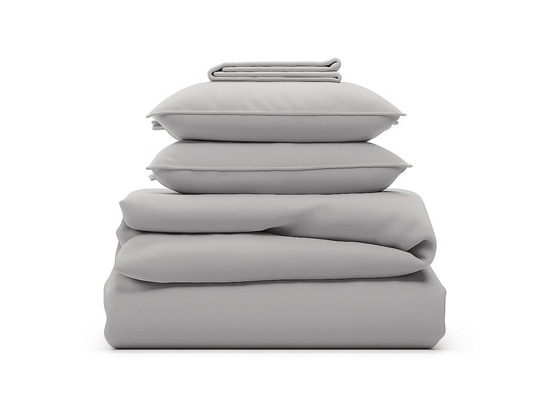 Parure de lit 220x240 gris clair avec drap 160x200 et taies 60x60 cm - 2