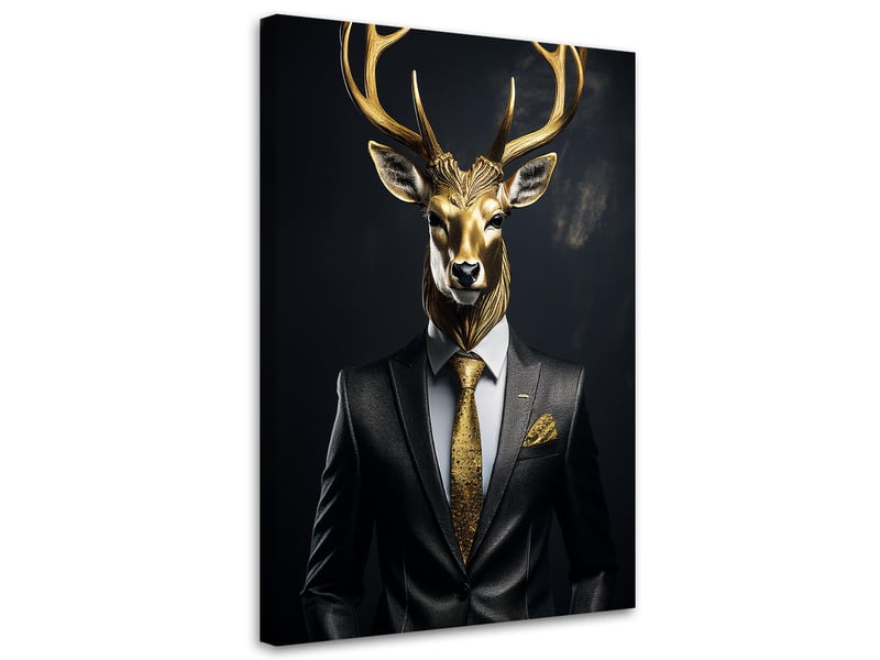Tableau sur toile cerf animaux en costume 40x60 - 2