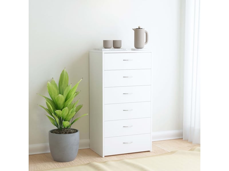 Buffet 0 porte(s) 6 tiroir(s) VIDAXL 800666 - 50 cm coloris blanc - 1