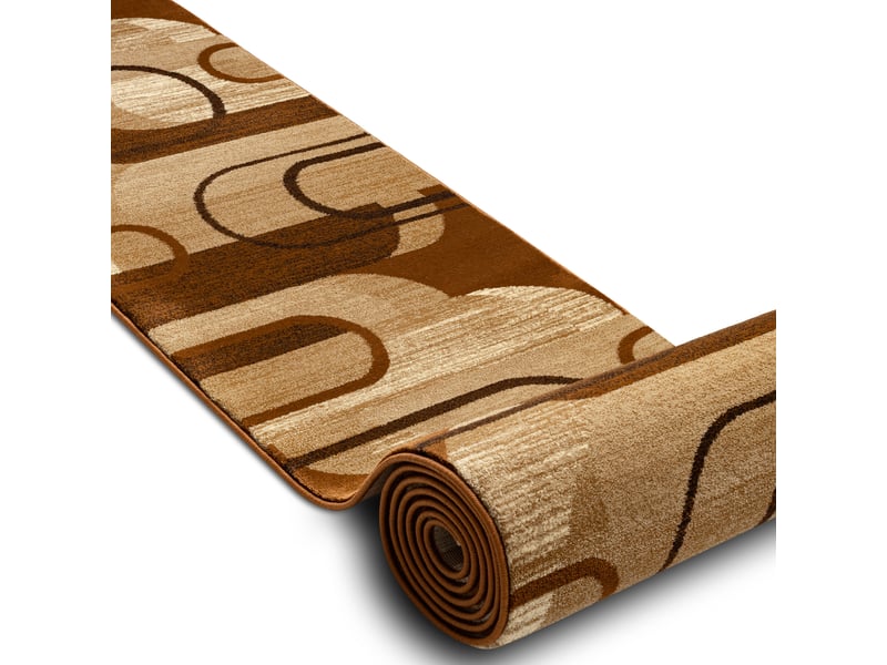 Tapis de couloir royal he405 géométrique marron crème 100cm 100x480 cm - 1