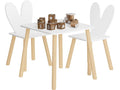 Table et 2 chaises pour enfants.meuble d’enfants pour manger et peindre en mdf+bois massif.blanc - 1
