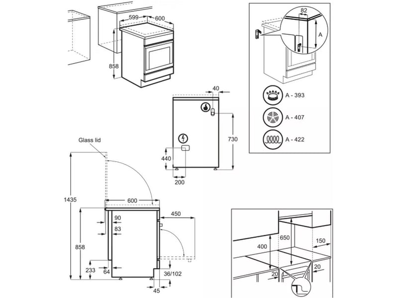 Cuisinière gaz ELECTROLUX LKK620010W - 4 foyer(s) Multifonction Manuel 60 cm - 1