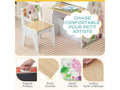 4 en 1 tableau enfants avec chaise, table enfant avec bibliothèque avec tableau magnétique double face blanc noir,bac de rangement, table d'art avec rangement pour chambres d'enfant(blanc) - 1