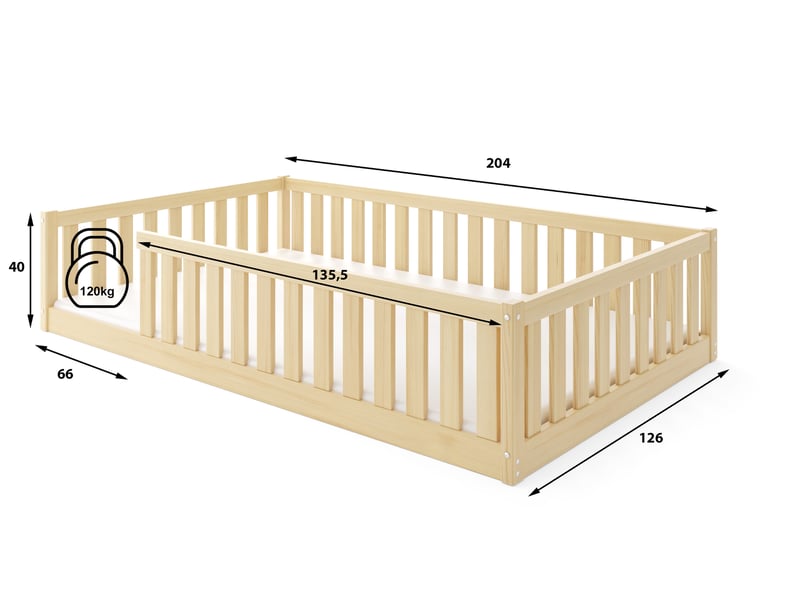 Lit simple 120x200 cm BELLA coloris naturel - 1