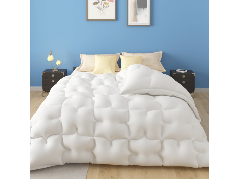 CASABEL Couette 140x200 cm Chaude Grand Froid Diamant Blanc Garnissage densité 700 g/m2 - 1