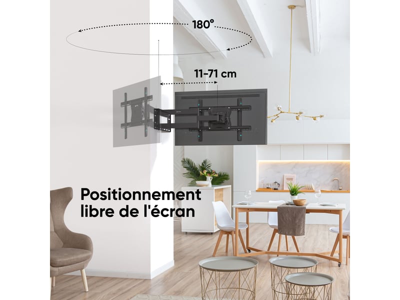 ONKRON Support TV 40 -75 , 68 kg max, VESA 100x100-600x400, Inclinable, Pivotant, M7L-B Noir - 1