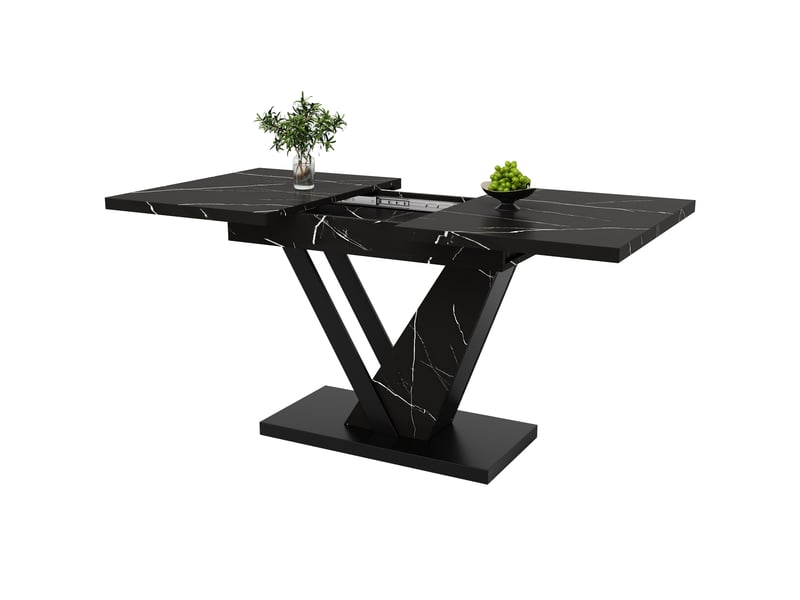 Table de séjour rectangulaire avec allonge noir-75x120-160max.cm - 2