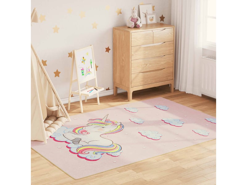 Vidaxl tapis enfants rose 160x230 cm licorne lavable - 1