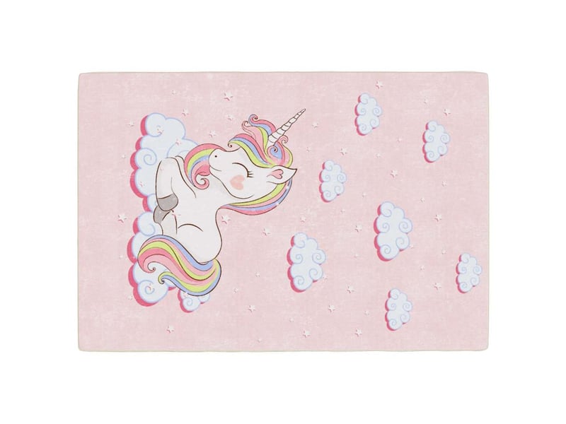 Vidaxl tapis enfants rose 160x230 cm licorne lavable - 2