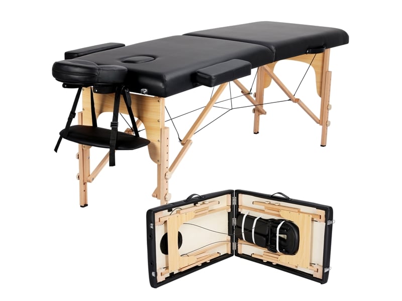 Table de massage portable pliable à 2 zones charge 250 kg en bois hêtre - 2