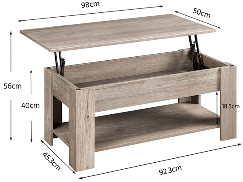 Table basse rectangulaire coloris gris YAHEETECH - 50 cmx98 cm - 1