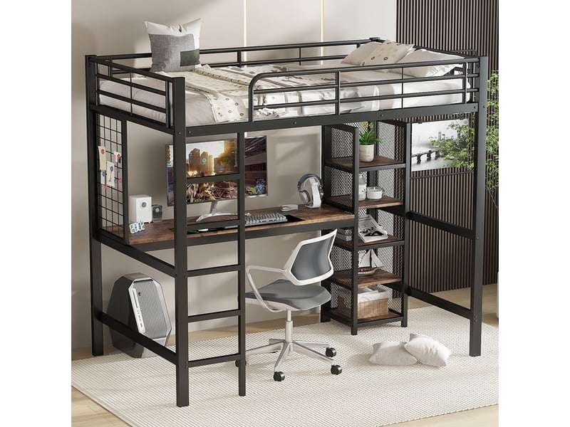 Lit mezzanine 90x200 cm SWEIKO coloris noir - 1