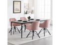 Chaise pivotante à 360°,chaise salle à manger rembourrée,scandinave,en velours,pieds en métal,rose - 1