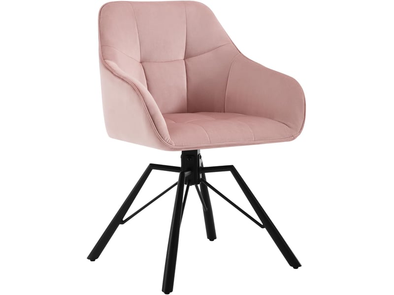 Chaise pivotante à 360°,chaise salle à manger rembourrée,scandinave,en velours,pieds en métal,rose - 2