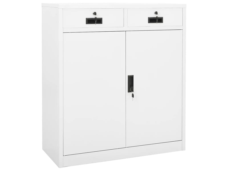 Armoire de bureau | armoire de rangement de dossiers | meuble de fichier blanc 90x40x102 cm acier - 1