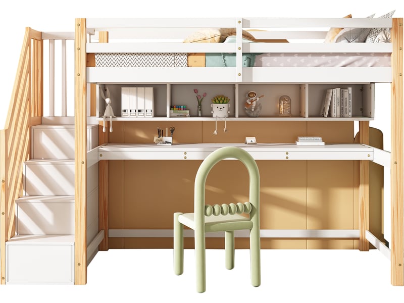 Lit mezzanine 90x200 cm coloris blanc - 2