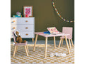 Table carrée enfant avec 2 chaises. Pieds en pin. Rose - 1