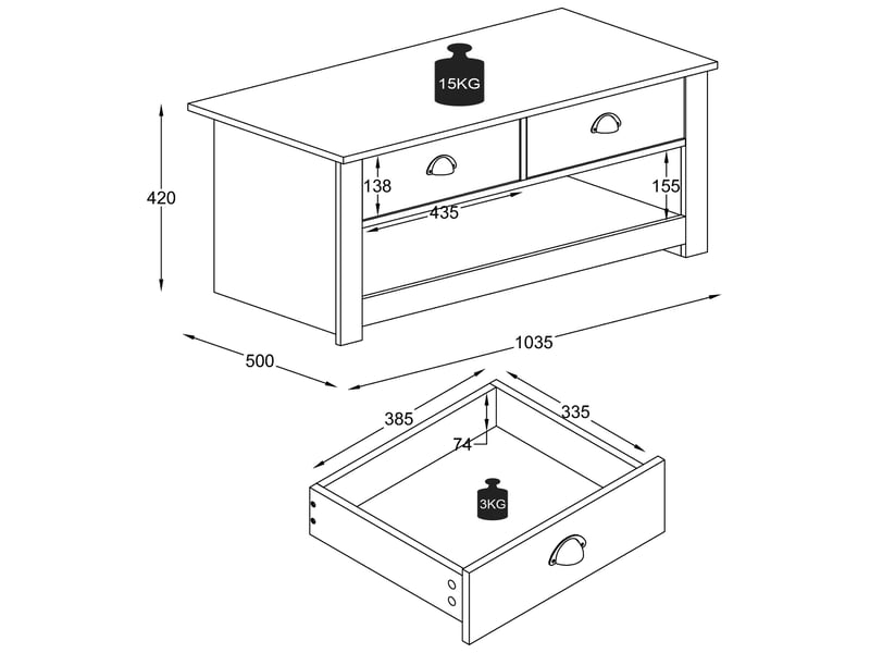 Vcm table basse balusa h. 42 x w. 104 x d. 50 cm - 2