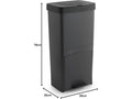 Poubelle de tri sélectif à pédale, poubelle de recyclage – 3 compartiments coloris noir, 70 L - Longueur 39 x Profondeur 30 x Hauteur 76 cm - 1