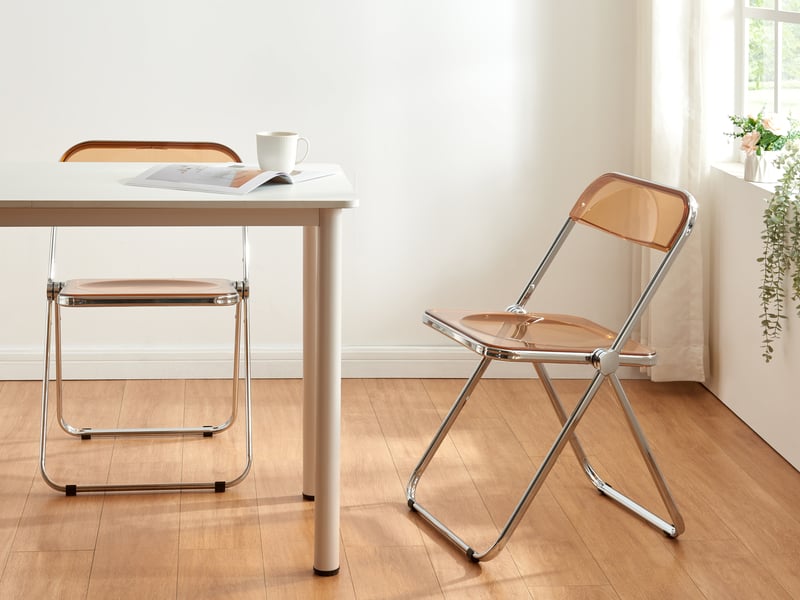 Lot de 2 chaises pliantes pornainen 74 x 46 x 47 cm orange transparent [en.casa] - 1