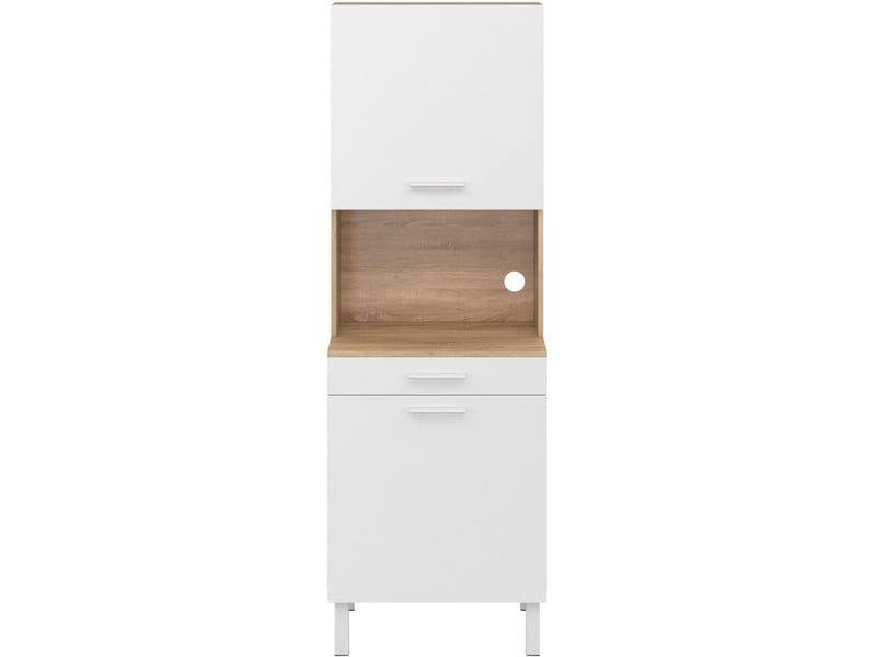 Buffet de cuisine 60 cm cina 2 portes + tiroir façon hêtre et blanc - 2